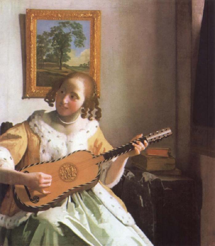 Jan Vermeer Woman is playing Guitar Germany oil painting art